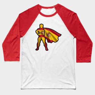 Spanish Hero Wearing Cape of Spain Flag Representing Hope and Peace Baseball T-Shirt